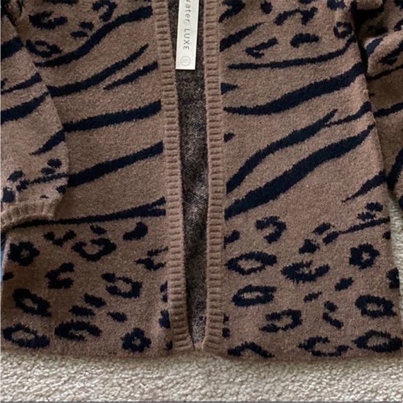 Saltwater Luxe Animal Print Open Cardigan Sweater - Picture 5 of 9